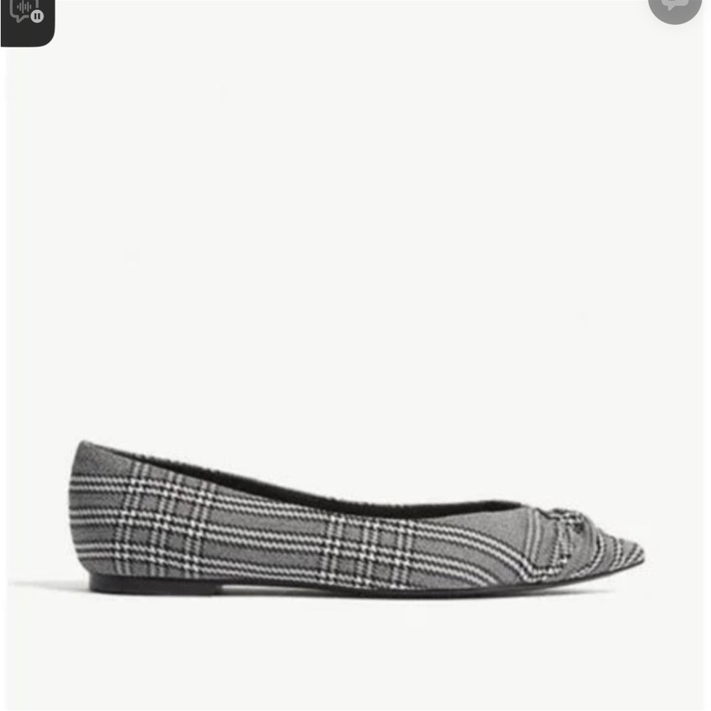 Maje Black and White Houndstooth Pointed Toe Flat - Picture 7 of 7